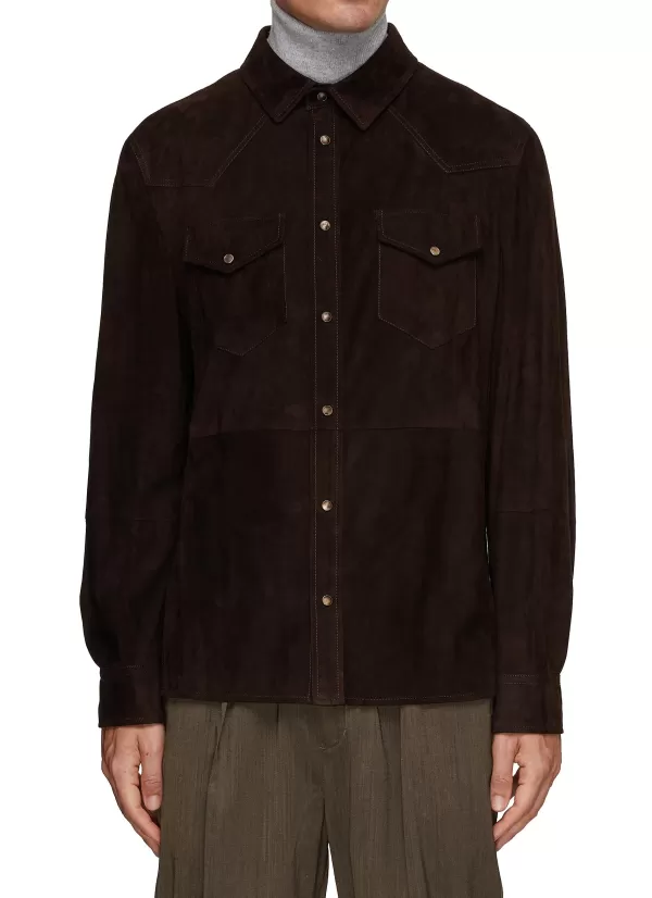 Jackets>BRUNELLO CUCINELLI Nappa Leather Suede Western Shirt