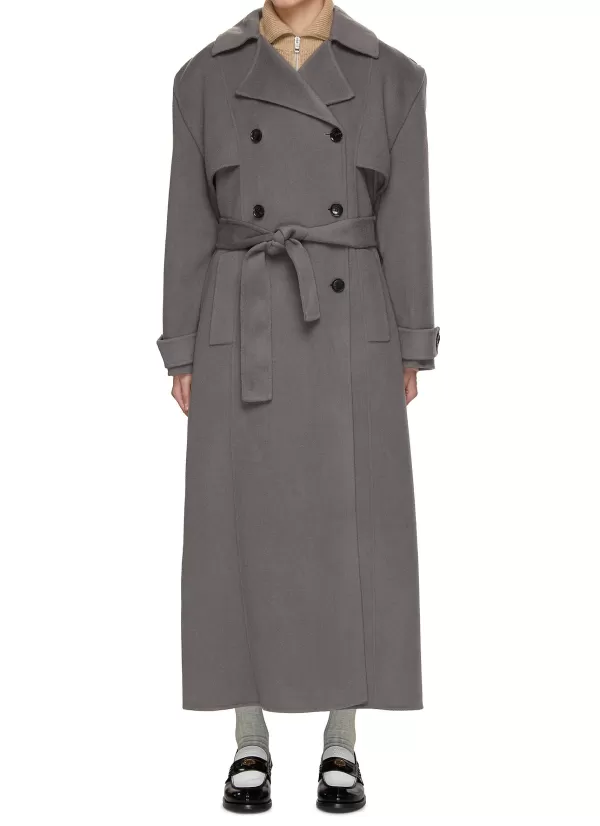 Coats>THE FRANKIE SHOP Nikola Double Breasted Wool Cashmere Trench Coat