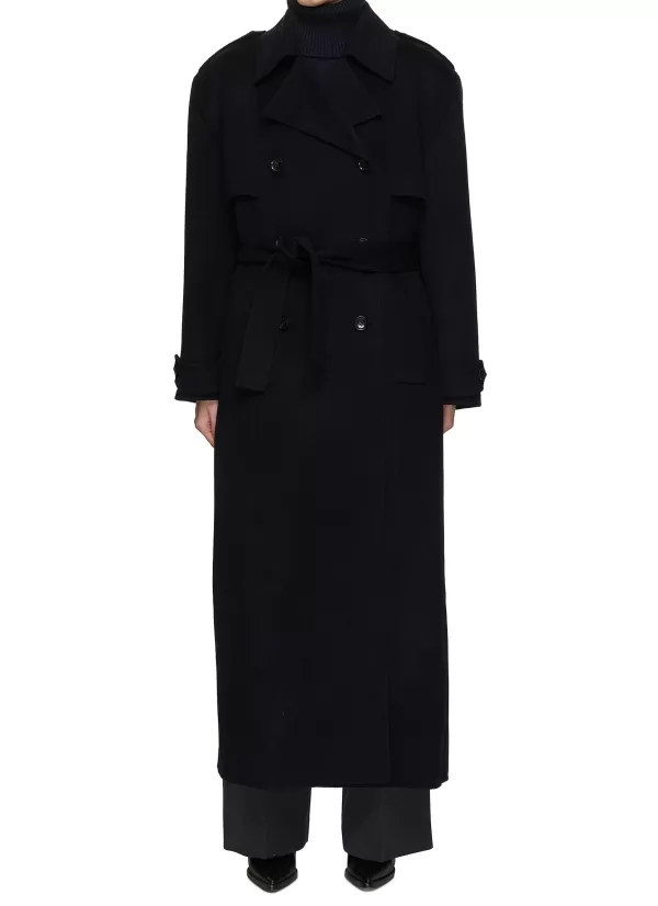 Coats>THE FRANKIE SHOP Nikola Double Breasted Wool Cashmere Trench Coat