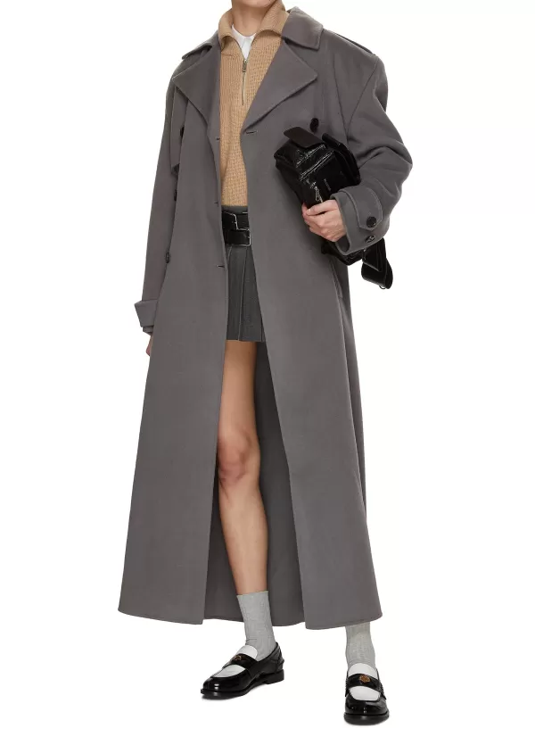 Coats>THE FRANKIE SHOP Nikola Double Breasted Wool Cashmere Trench Coat