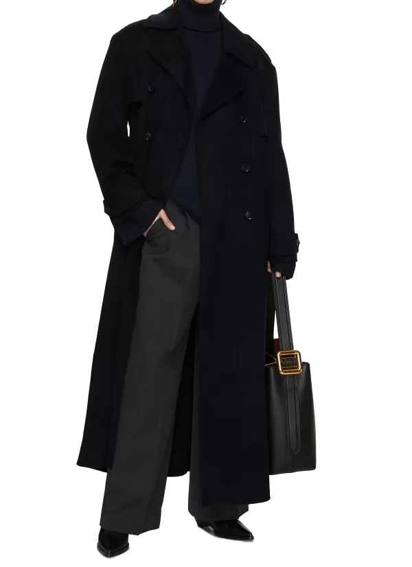 Coats>THE FRANKIE SHOP Nikola Double Breasted Wool Cashmere Trench Coat