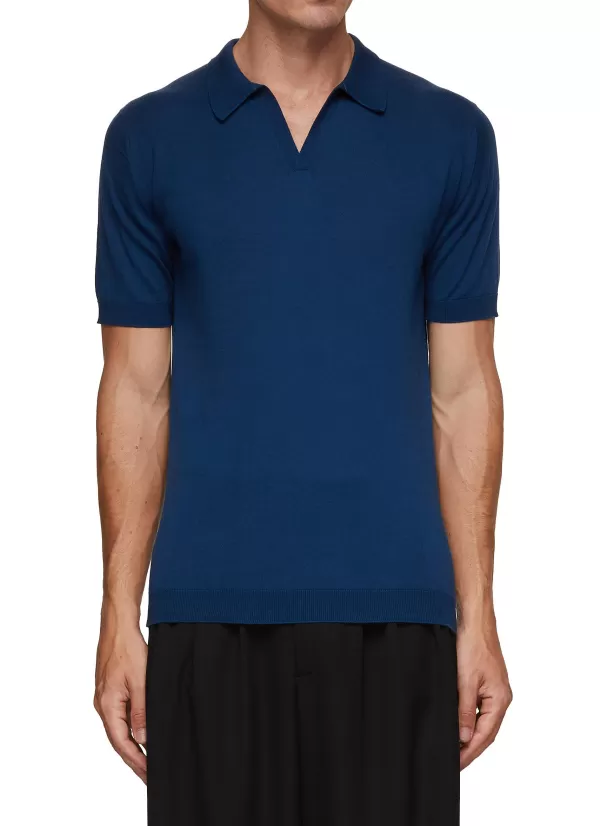 Polos>JOHN SMEDLEY Noah Skipper Collar Cotton Polo Shirt