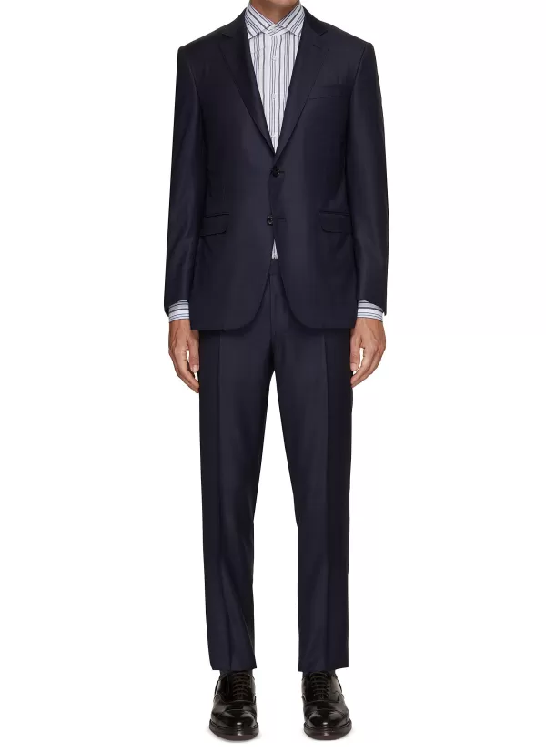 Suits>CANALI Notch Lapel Checked Wool Capri Suit