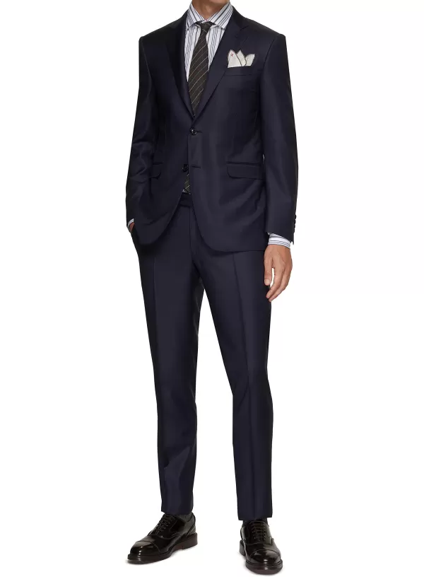 Suits>CANALI Notch Lapel Checked Wool Capri Suit