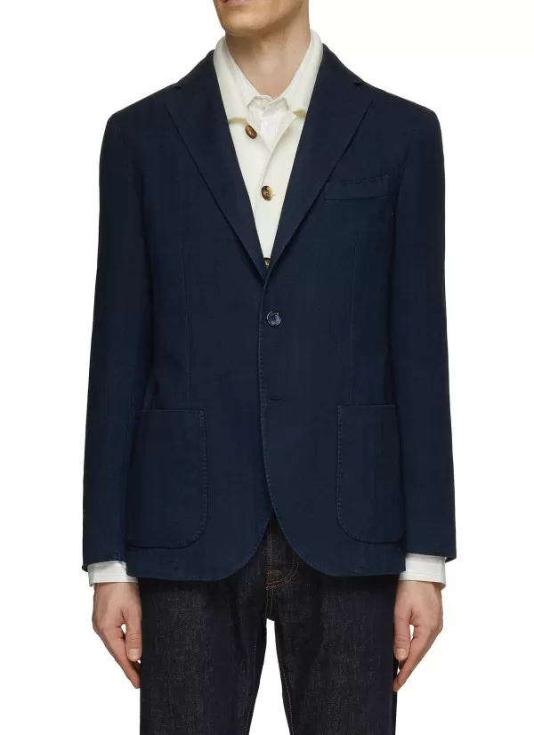 Suits>EQUIL Notch Lapel Herringbone Blazer