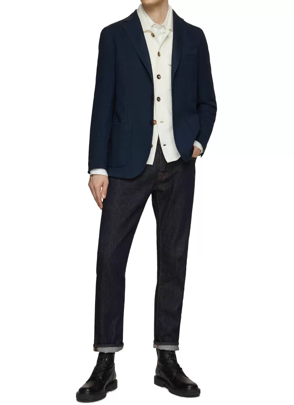 Suits>EQUIL Notch Lapel Herringbone Blazer