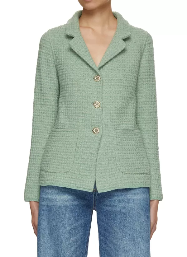 Jackets>BRUNO MANETTI Notch Lapel Waffle Wool Knit Jacket