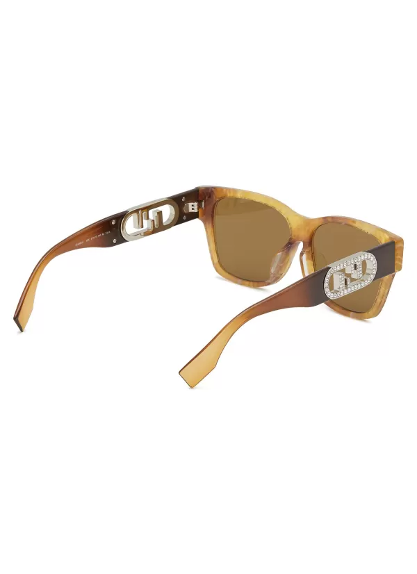 Eyewear>FENDI O'Lock Tortoiseshell Effect Acetate Sunglasses