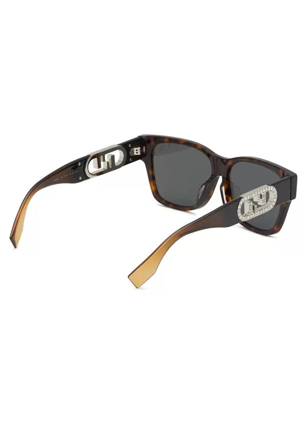 Eyewear>FENDI O'Lock Tortoiseshell Effect Acetate Sunglasses