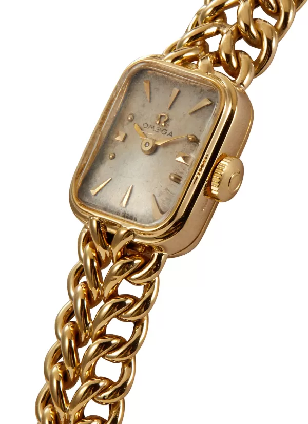 Watches>* Omega Silver Dial 18K Gold Case Lady Wrist Watch