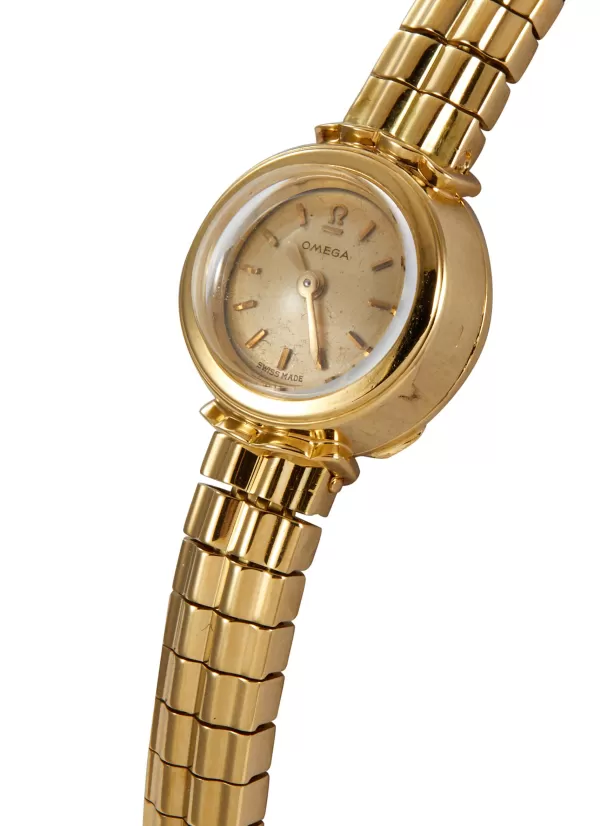 Watches>* Omega Silver Dial 18K Gold Case Lady Wrist Watch