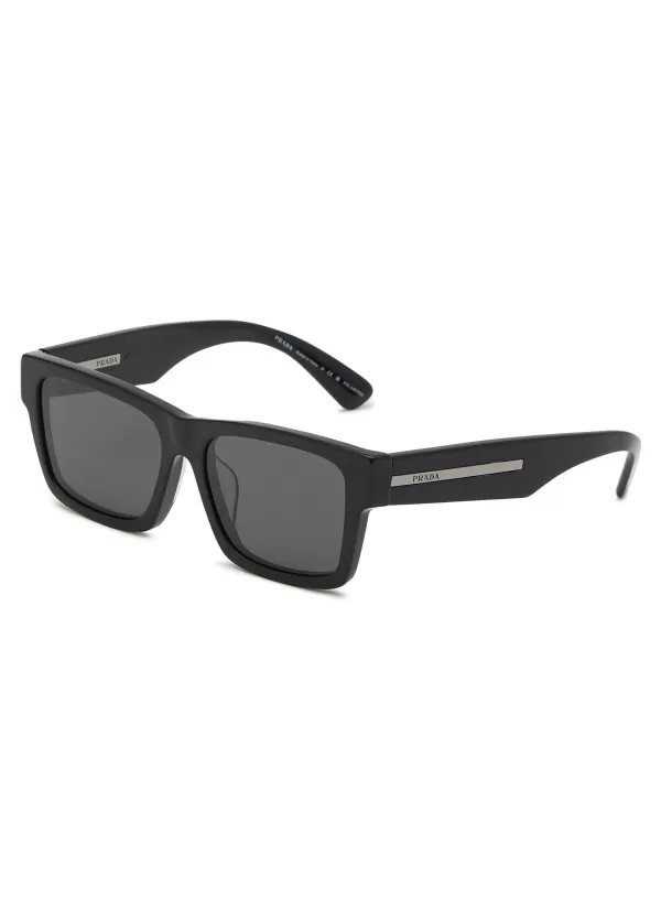 Eyewear>PRADA Oversize Acetate Square Wayfarer Sunglasses