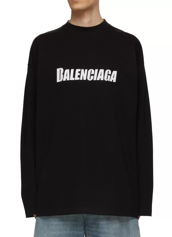 T-Shirts>BALENCIAGA Oversize Logo Print T Shirt