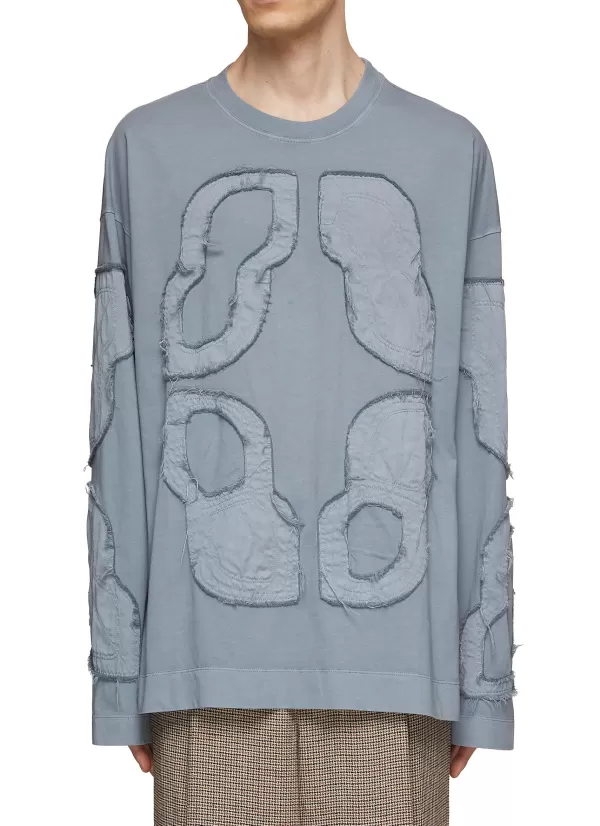 T-Shirts>DRIES VAN NOTEN Oversized Abstract Applique T-Shirt