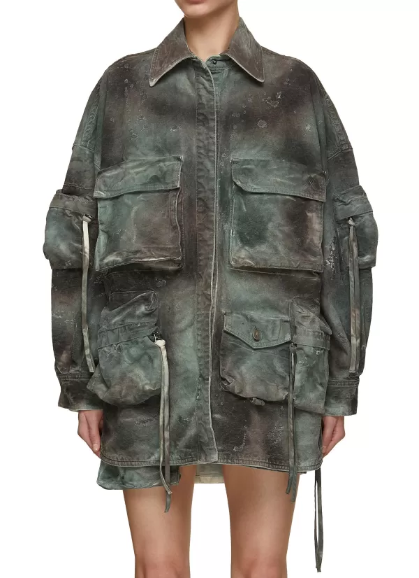 Jackets>THE ATTICO Oversized Camouflage Cargo Pocket Jacket