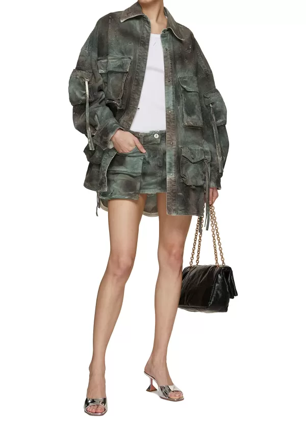 Jackets>THE ATTICO Oversized Camouflage Cargo Pocket Jacket