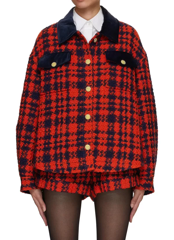 Jackets>MING MA Oversized Checked Wool Jacket