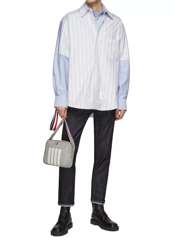 Shirts>THOM BROWNE Oversized Contrast Stripe Shirt