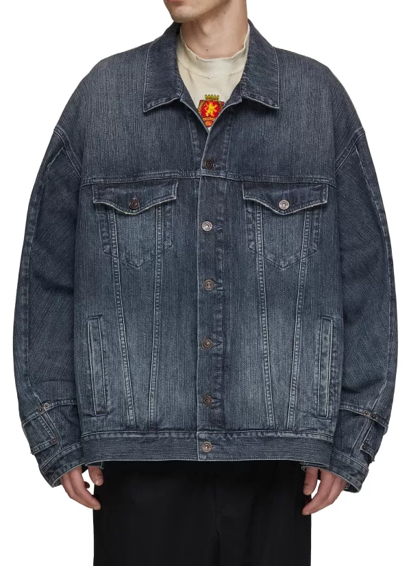 Jackets>BALENCIAGA Oversized Jeans Patchwork Denim Jacket