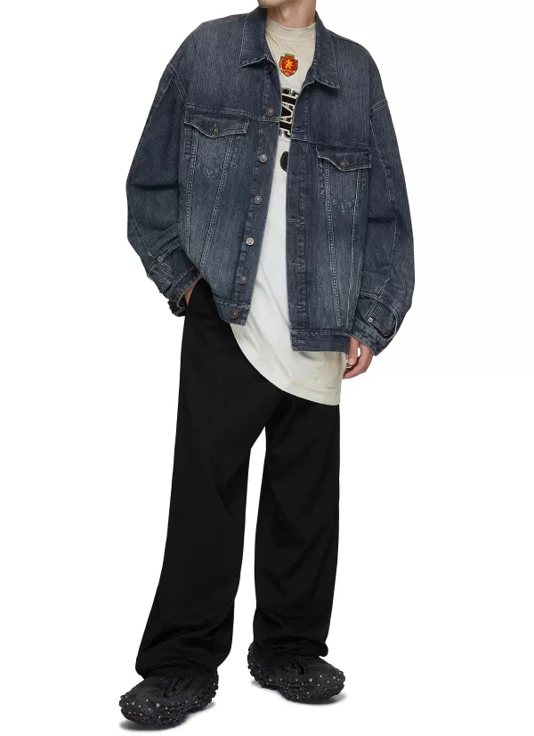 Jackets>BALENCIAGA Oversized Jeans Patchwork Denim Jacket