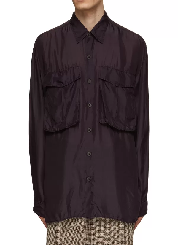 Shirts>DRIES VAN NOTEN Oversized Lightweight Silk Shirt