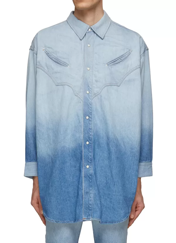 Shirts>TOGA VIRILIS Oversized Western Panel Denim Shirt