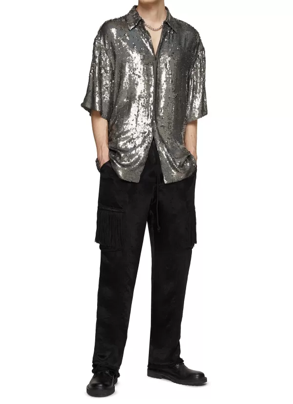 Shirts>DRIES VAN NOTEN Paillettes Embellished Loose Fit Shirt