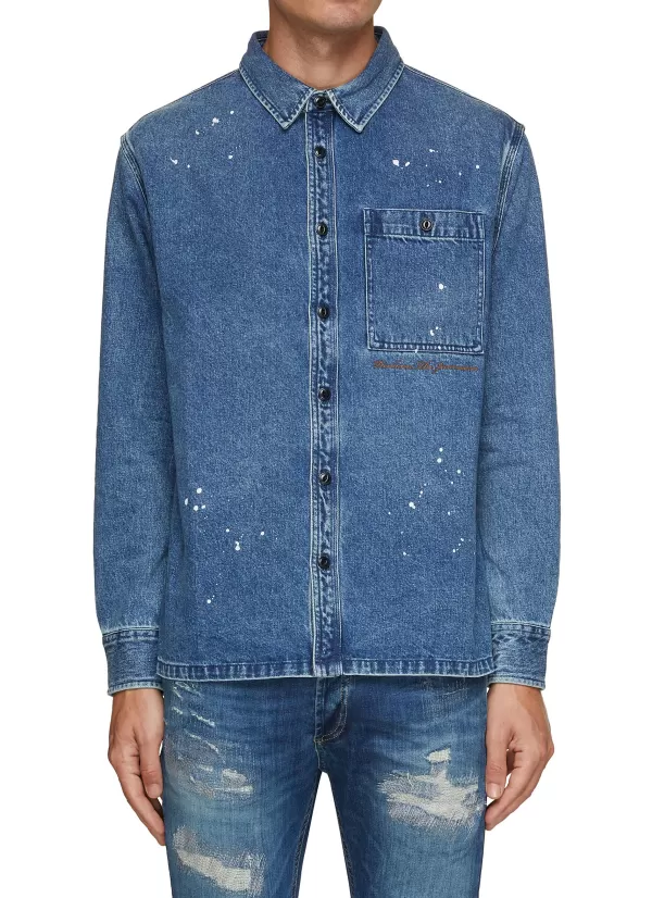 Shirts>DENHAM Paint Spot Denim Shirt