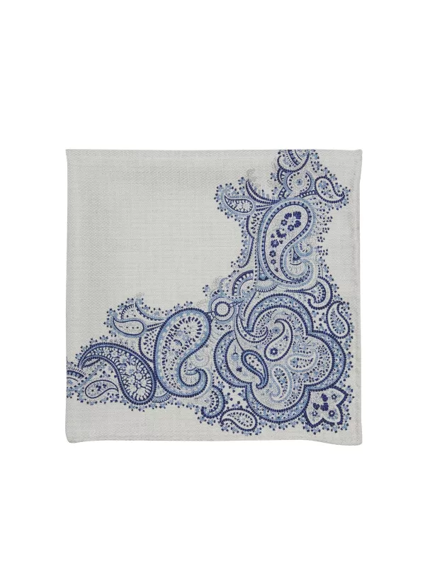 Pocket Squares>BRUNELLO CUCINELLI Paisley Print Silk Pocket Square