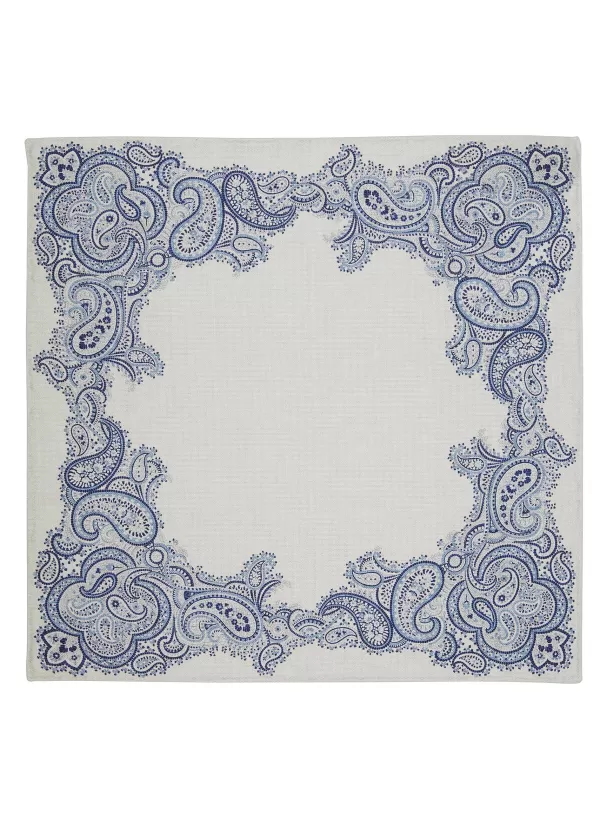 Pocket Squares>BRUNELLO CUCINELLI Paisley Print Silk Pocket Square