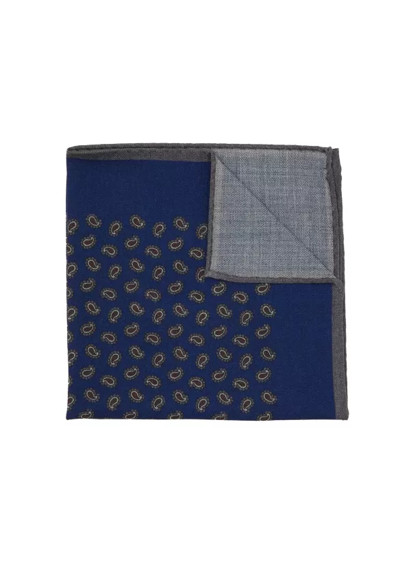 Pocket Squares>STEFANOBIGI MILANO Paisley Print Wool Pocket Square