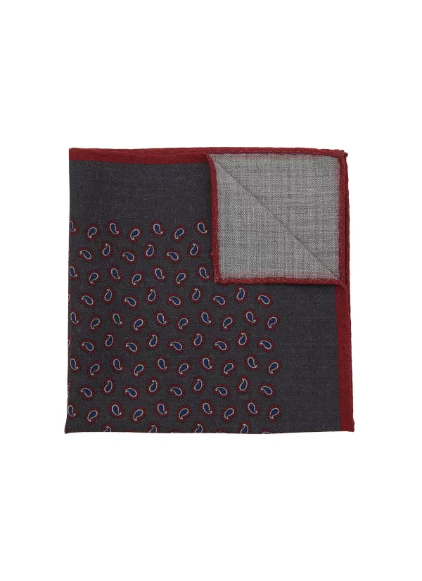 Pocket Squares>STEFANOBIGI MILANO Paisley Print Wool Pocket Square