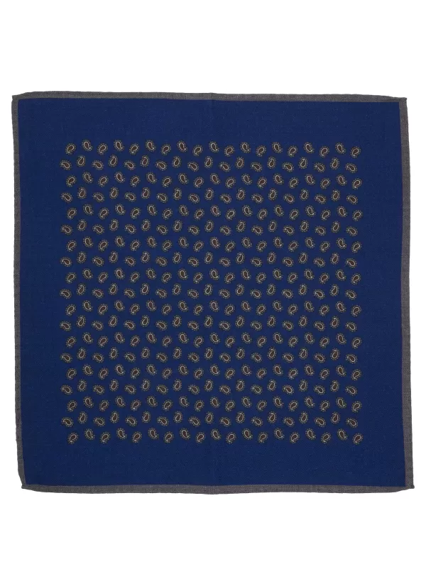 Pocket Squares>STEFANOBIGI MILANO Paisley Print Wool Pocket Square