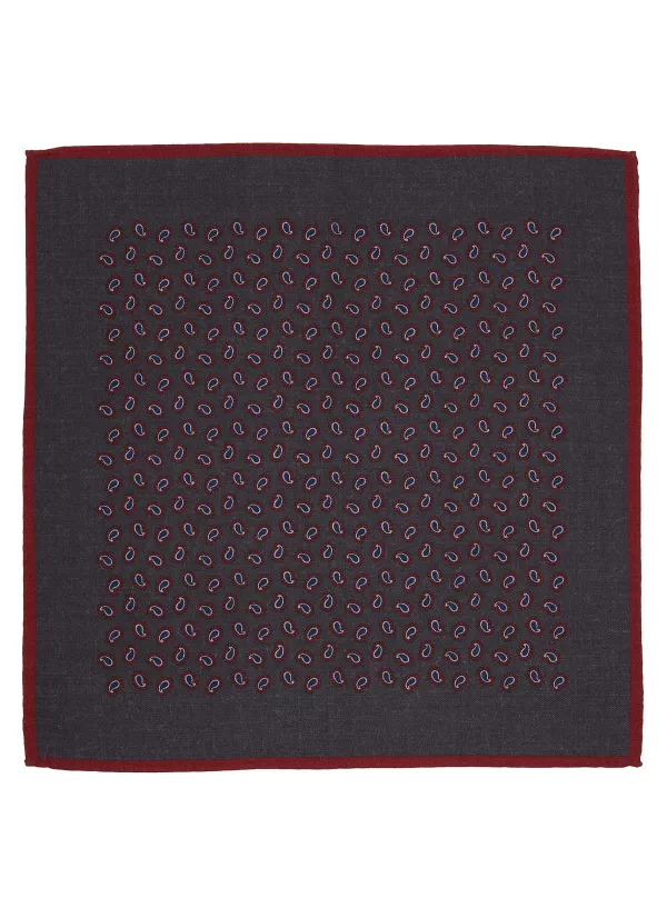 Pocket Squares>STEFANOBIGI MILANO Paisley Print Wool Pocket Square