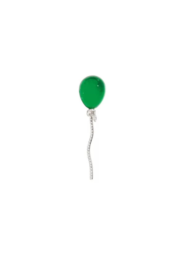 Fine Jewellery>VHERNIER Palloncino 18K White Gold Jade Diamond Single Earclip