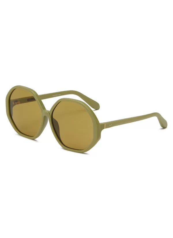 Eyewear>LINDA FARROW Paloma Acetate Round Sunglasses