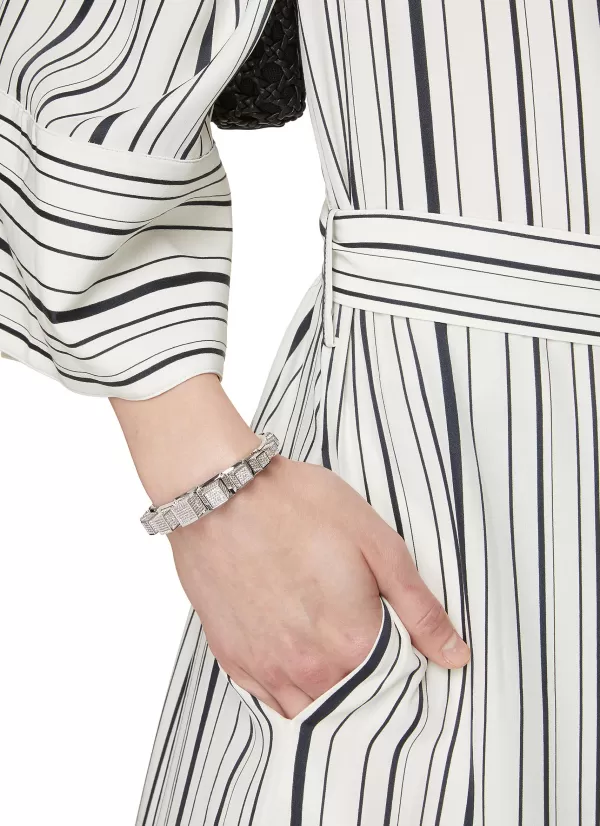 Fashion Jewellery>EDDIE BORGO Pave Graduated Cube Silver Toned Metal Cuff Bracelet