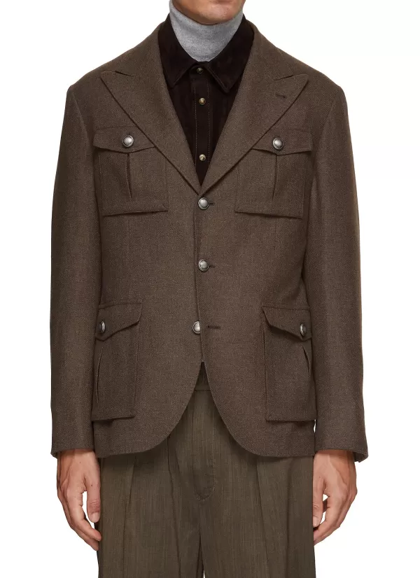 Jackets>BRUNELLO CUCINELLI Peak Lapel Safari Jacket