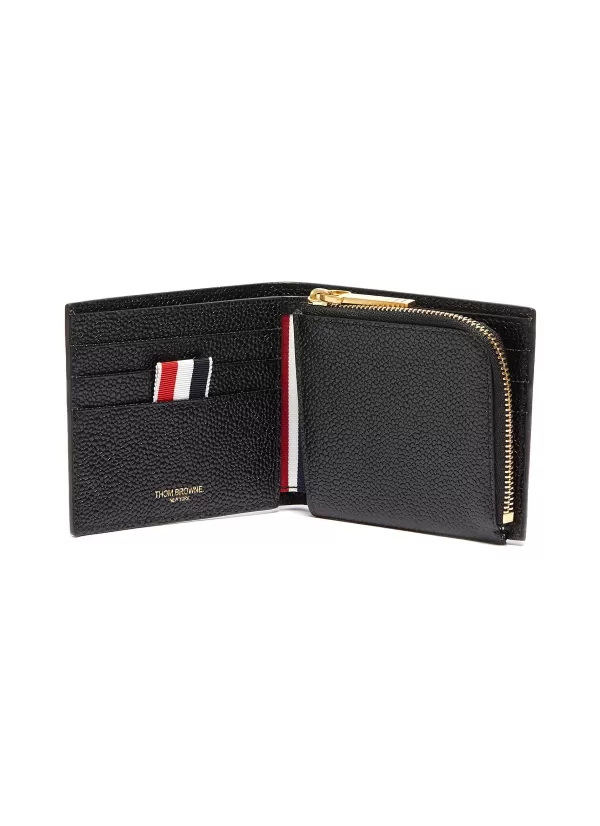 Small Leather Goods>THOM BROWNE Pebble Grain Leather Bifold Wallet