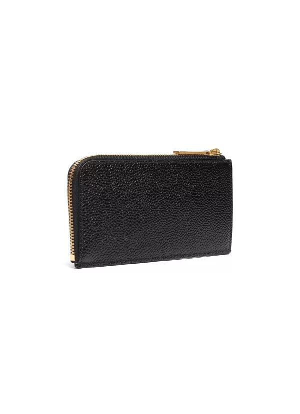 Small Leather Goods>THOM BROWNE Pebble Grain Leather Zip Around Wallet