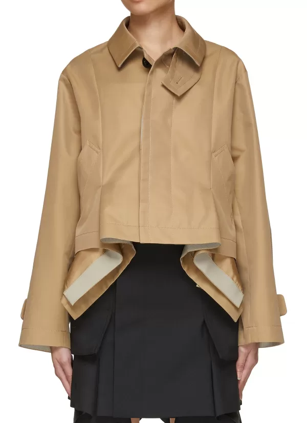 Jackets>SACAI Peplum Cotton Gabardine Jacket