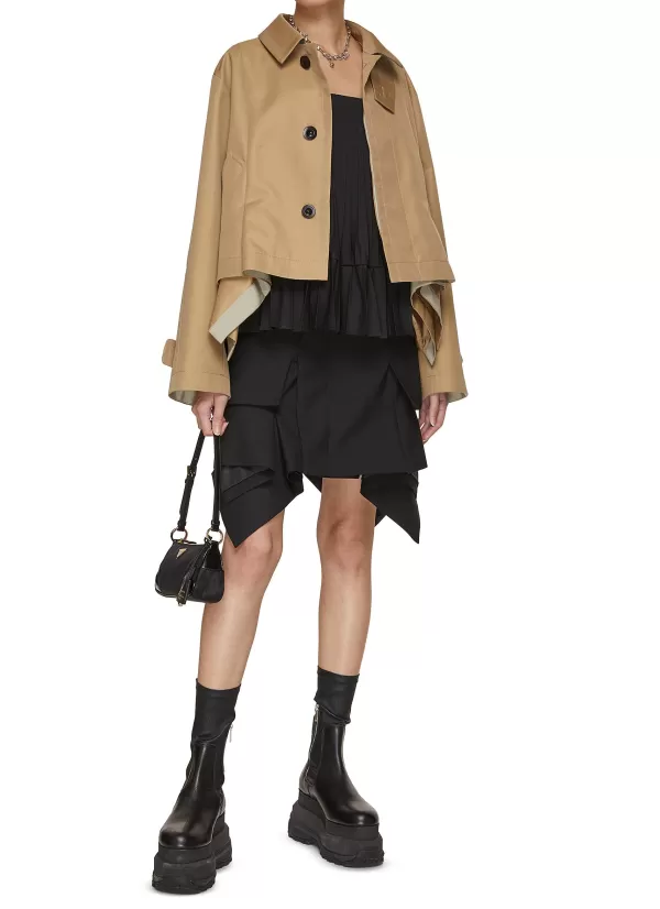 Jackets>SACAI Peplum Cotton Gabardine Jacket