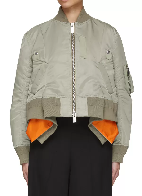 Jackets>SACAI Peplum Hem Zip Up Blouson