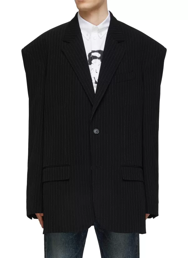 Suits>BALENCIAGA Pinstripe Oversized Single Breasted Blazer