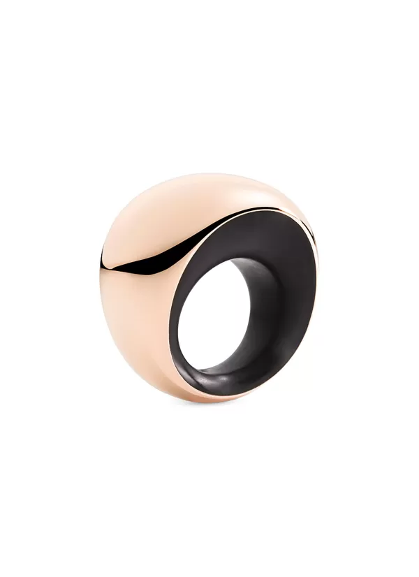 Fine Jewellery>VHERNIER Pirouette 18K Rose Gold Jet Ring — Size 53
