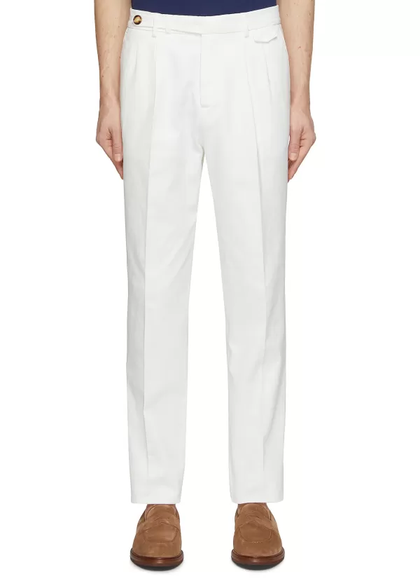 Pants>BRUNELLO CUCINELLI Pleated Cotton Gabardine Pants