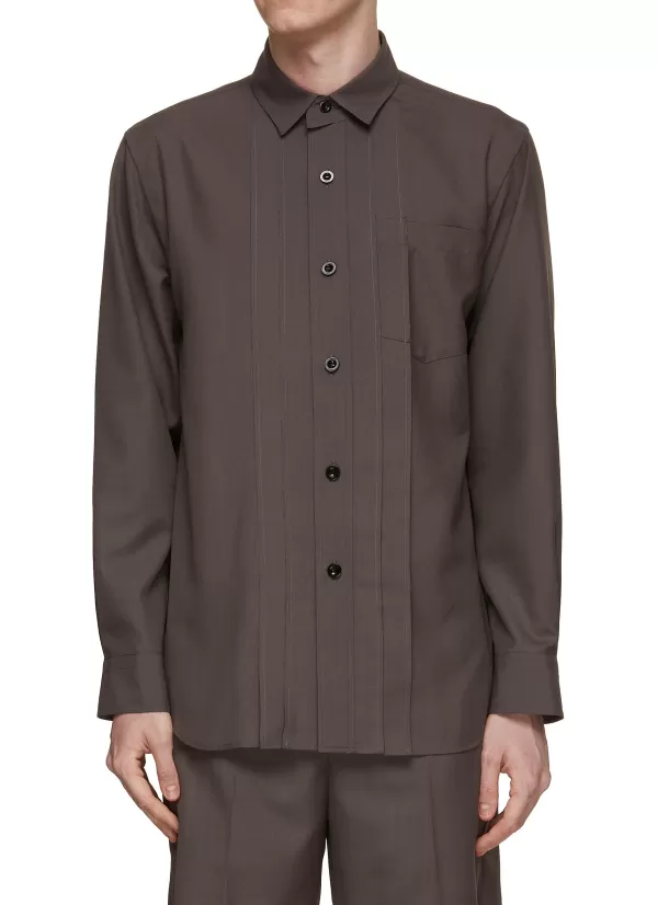 Shirts>SACAI Pleated Suiting Shirt