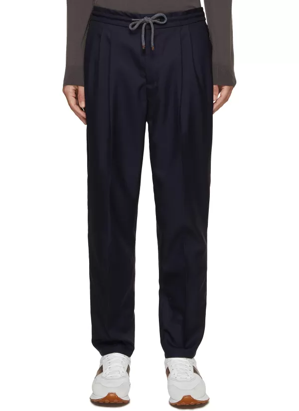 Pants>BRUNELLO CUCINELLI Pleated Wool Jogger Pants