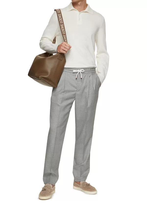 Pants>BRUNELLO CUCINELLI Pleated Wool Jogger Pants