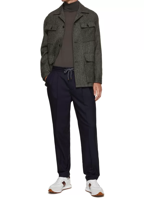 Pants>BRUNELLO CUCINELLI Pleated Wool Jogger Pants